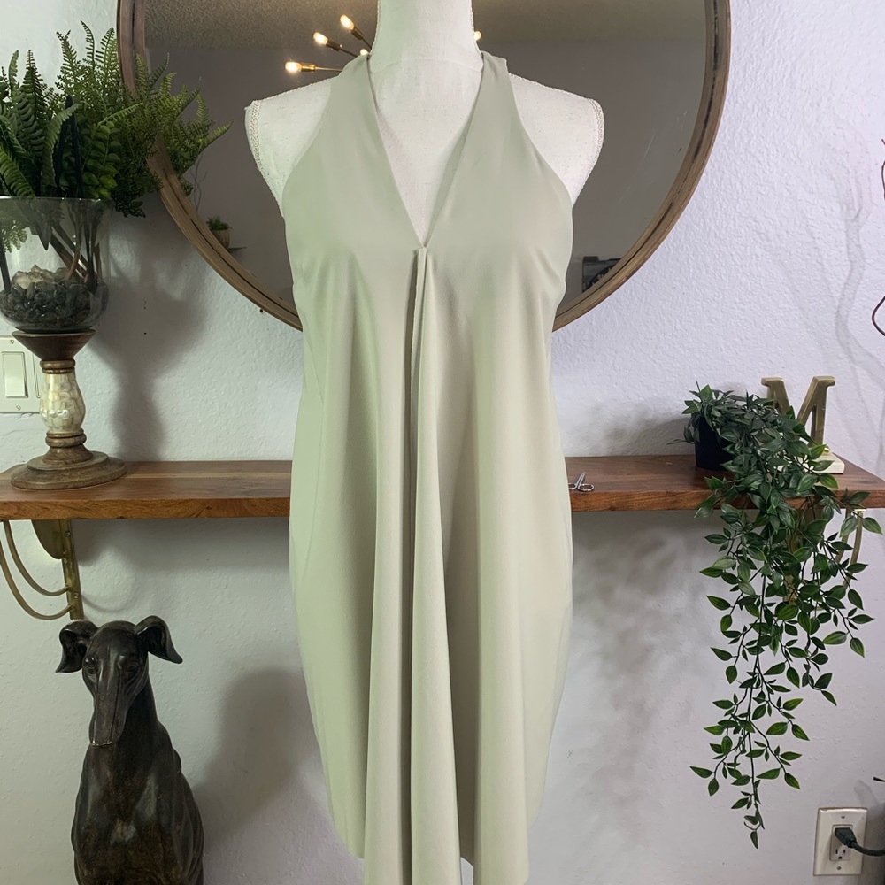 Alysi Raw Hem Sleeve Less V Neck Mini Dress Size 4